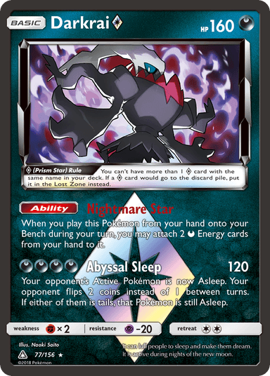 Carta Darkrai ◇ 77/156 do set Ultra Prism — Pokémon TCG | Bynx