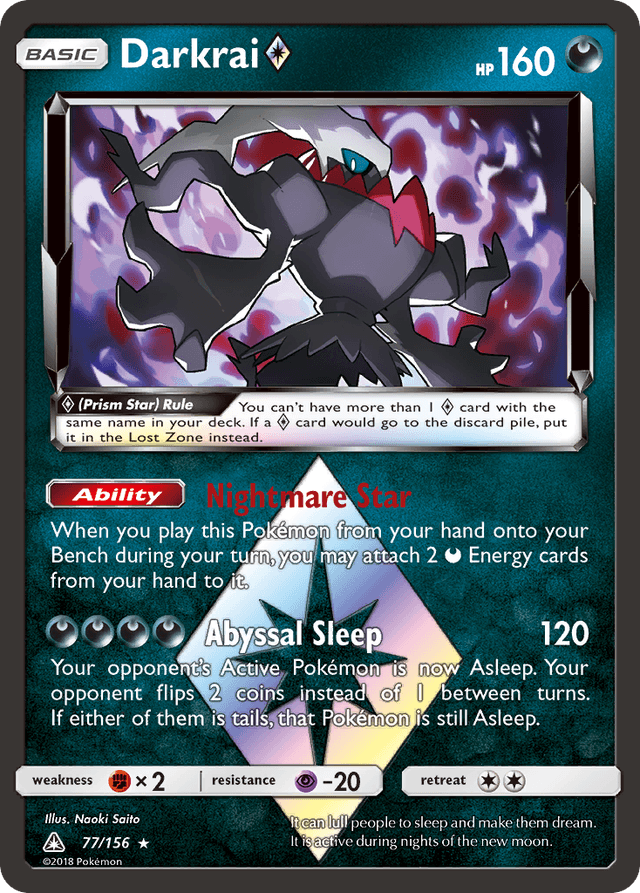 Carta Darkrai ◇ 77/156 do set Ultra Prism — Pokémon TCG | Bynx
