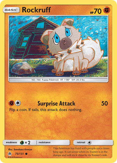 Carta Rockruff 75/131 do set Forbidden Light — Pokémon TCG | Bynx