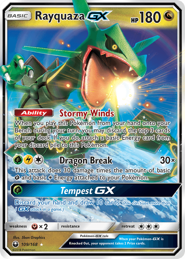 Carta Rayquaza-GX 109/168 do set Celestial Storm — Pokémon TCG | Bynx