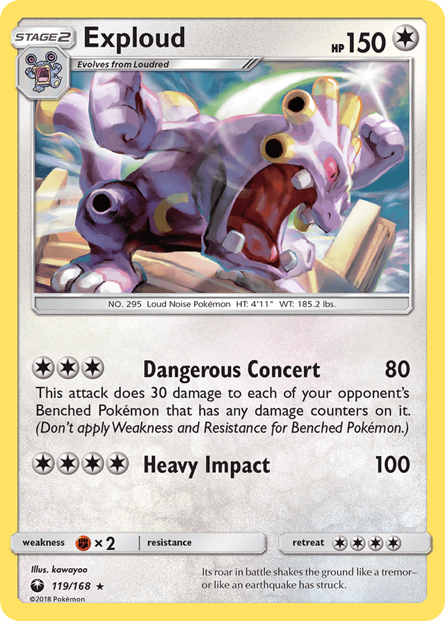 Carta Exploud 119/168 do set Celestial Storm — Pokémon TCG | Bynx