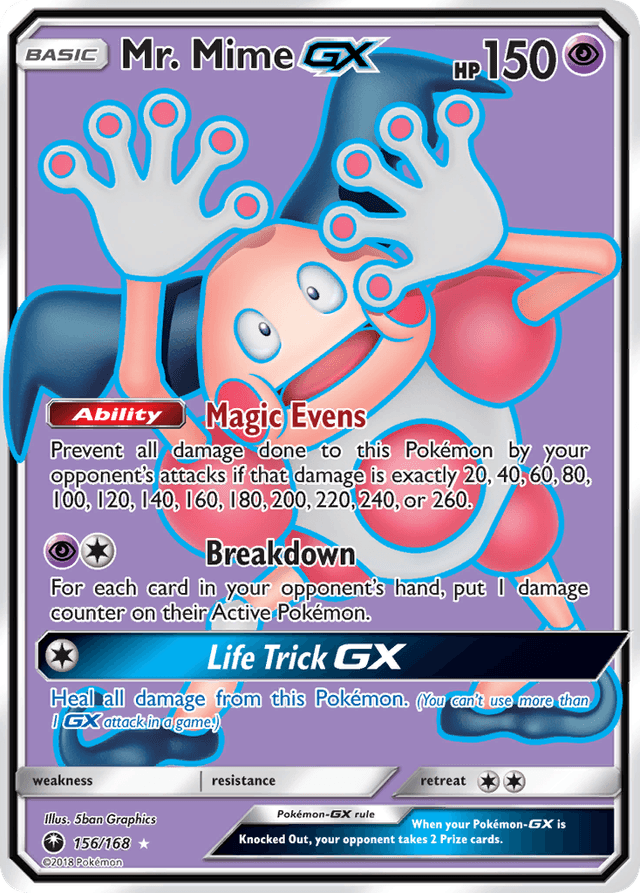 Carta Mr. Mime-GX 156/168 do set Celestial Storm — Pokémon TCG | Bynx