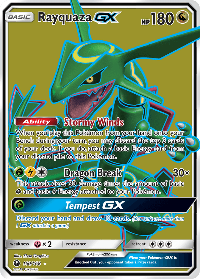 Carta Rayquaza-GX 160/168 do set Celestial Storm — Pokémon TCG | Bynx