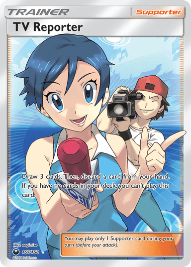 Carta TV Reporter 167/168 do set Celestial Storm — Pokémon TCG | Bynx