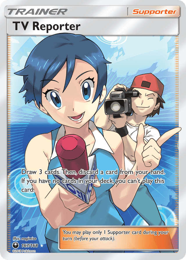 Carta TV Reporter 167/168 do set Celestial Storm — Pokémon TCG | Bynx