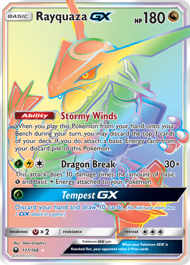 Carta Rayquaza-GX 177/168 do set Celestial Storm — Pokémon TCG | Bynx