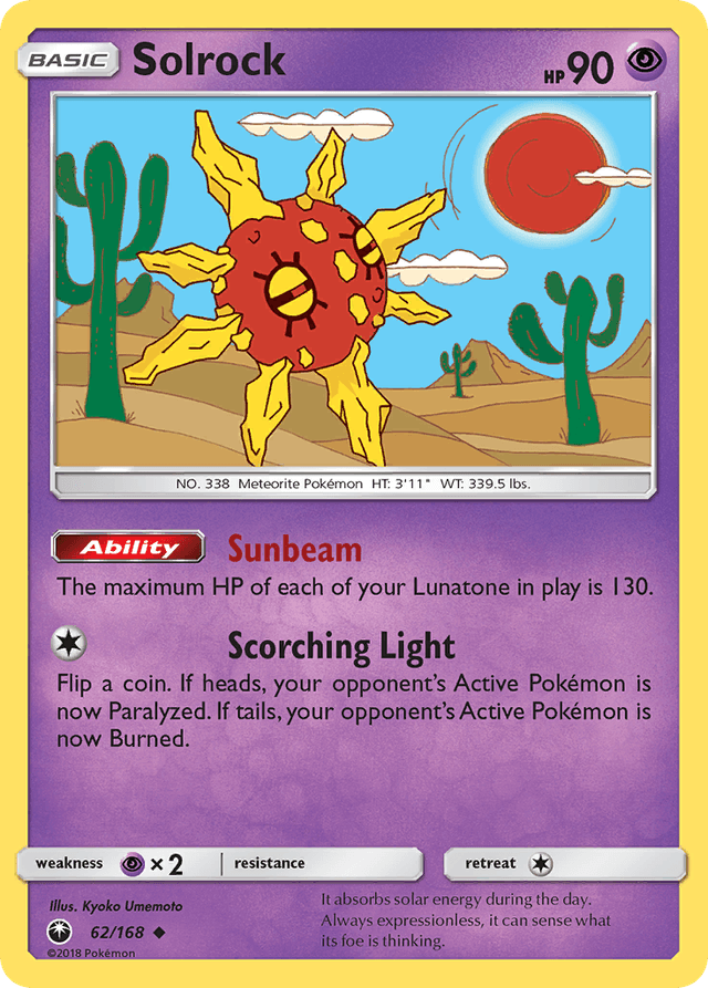 Carta Solrock 62/168 do set Celestial Storm — Pokémon TCG | Bynx