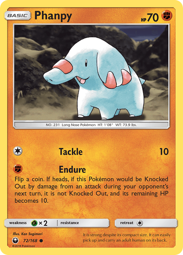 Carta Phanpy 72/168 do set Celestial Storm — Pokémon TCG | Bynx