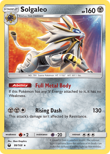 Carta Solgaleo 99/168 do set Celestial Storm — Pokémon TCG | Bynx