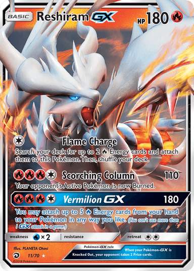 Carta Reshiram-GX 11/70 do set Dragon Majesty — Pokémon TCG | Bynx