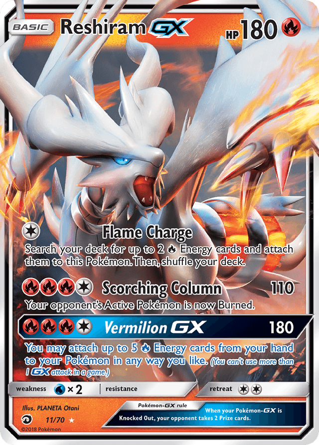 Carta Reshiram-GX 11/70 do set Dragon Majesty — Pokémon TCG | Bynx