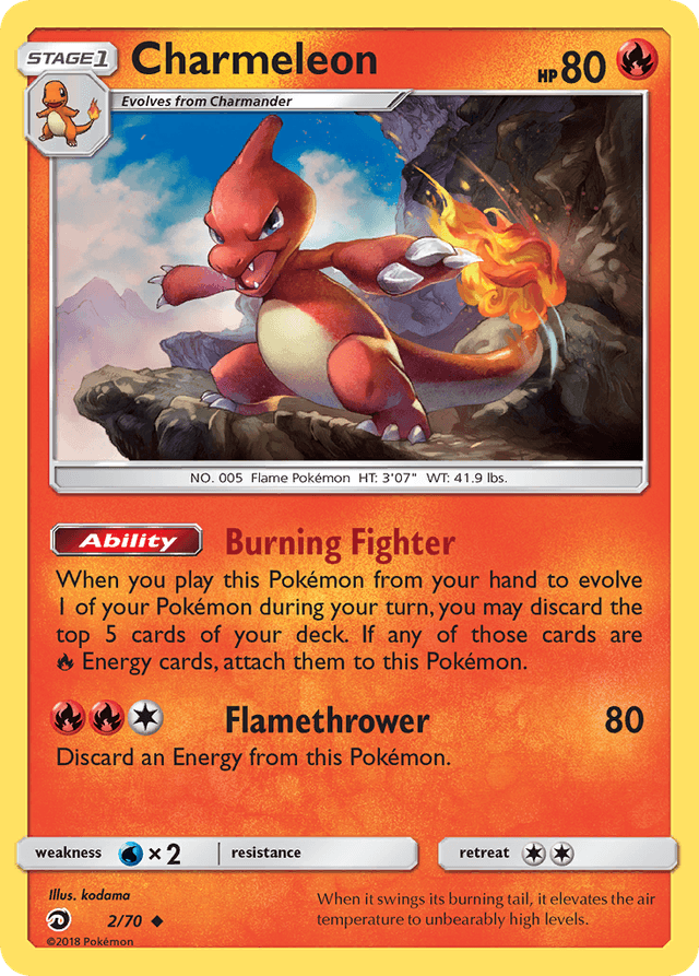 Carta Charmeleon 2/70 do set Dragon Majesty — Pokémon TCG | Bynx