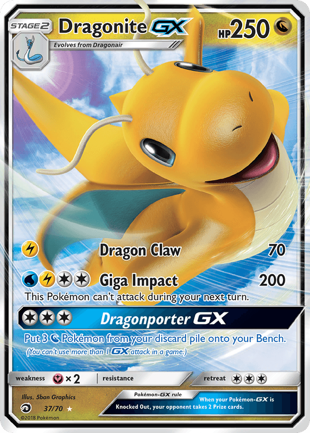 Carta Dragonite-GX 37/70 do set Dragon Majesty — Pokémon TCG | Bynx