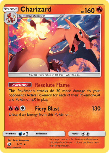 Carta Charizard 3/70 do set Dragon Majesty — Pokémon TCG | Bynx