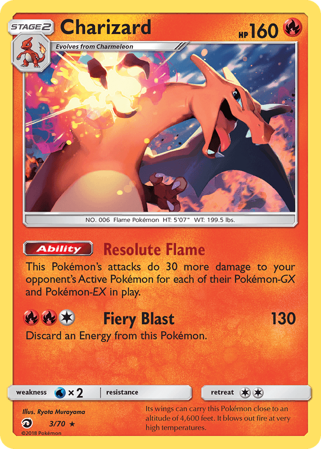 Carta Charizard 3/70 do set Dragon Majesty — Pokémon TCG | Bynx