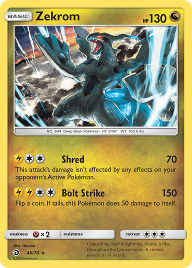 Carta Zekrom 46/70 do set Dragon Majesty — Pokémon TCG | Bynx
