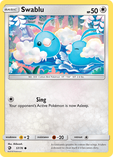 Carta Swablu 57/70 do set Dragon Majesty — Pokémon TCG | Bynx