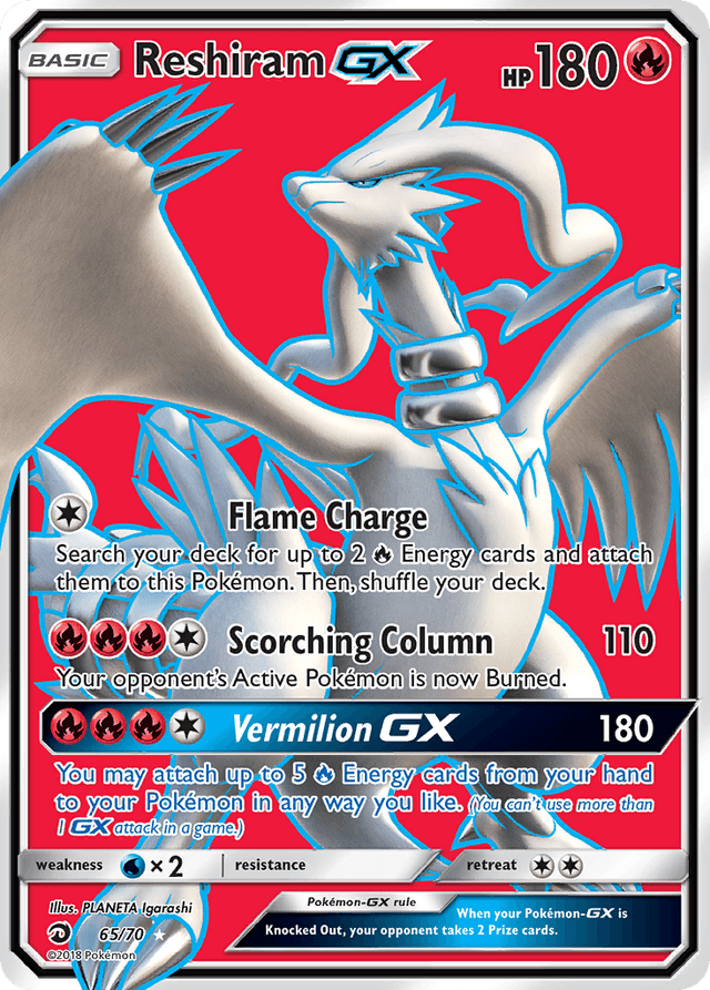 Carta Reshiram-GX 65/70 do set Dragon Majesty — Pokémon TCG | Bynx