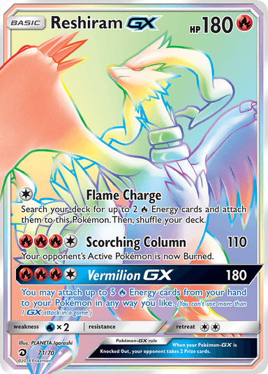 Carta Reshiram-GX 71/70 do set Dragon Majesty — Pokémon TCG | Bynx