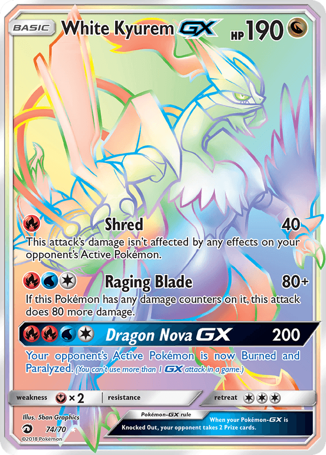 Carta White Kyurem-GX 74/70 do set Dragon Majesty — Pokémon TCG | Bynx
