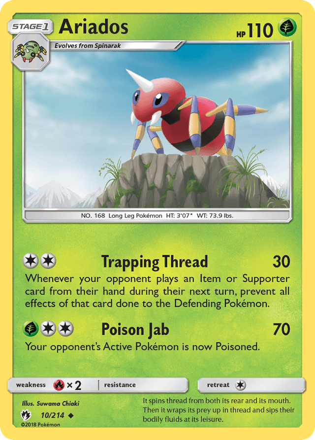 Carta Ariados 10/214 do set Lost Thunder — Pokémon TCG | Bynx