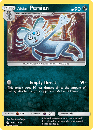 Carta Alolan Persian 119/214 do set Lost Thunder — Pokémon TCG | Bynx
