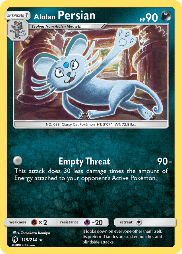 Carta Alolan Persian 119/214 do set Lost Thunder — Pokémon TCG | Bynx
