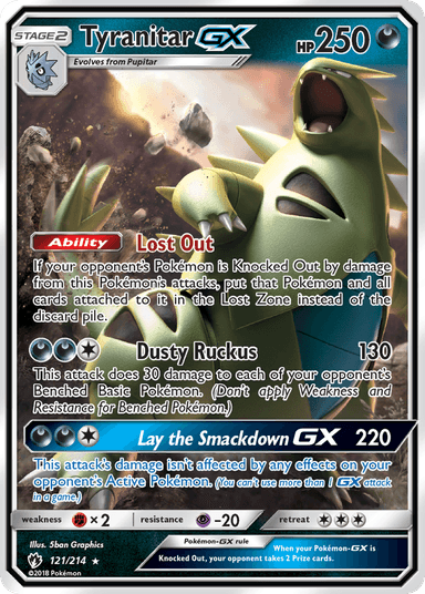 Carta Tyranitar-GX 121/214 do set Lost Thunder — Pokémon TCG | Bynx