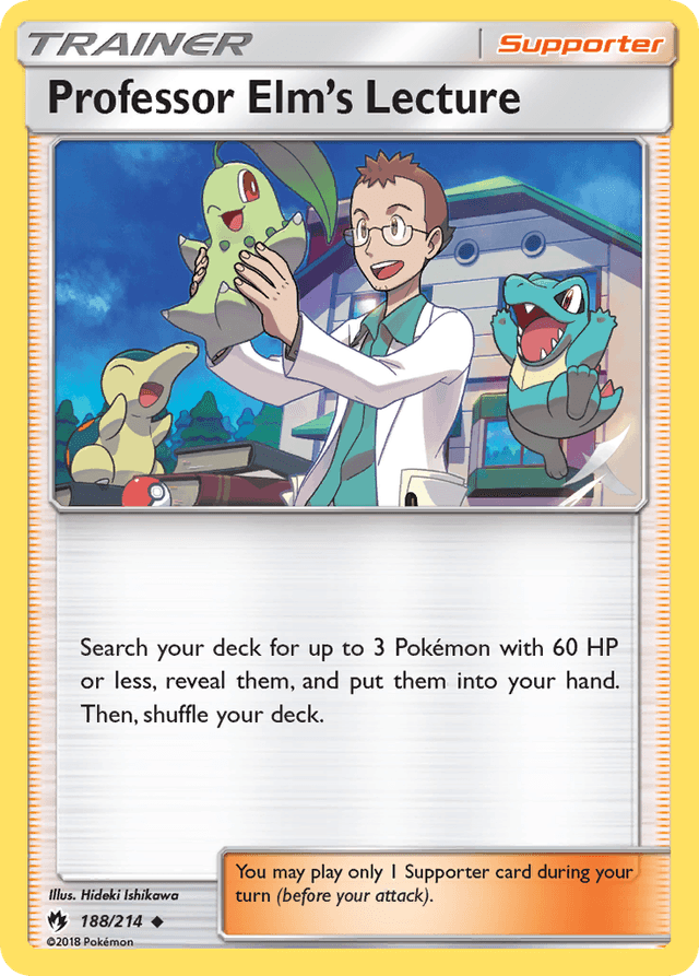 Carta Professor Elm's Lecture 188/214 do set Lost Thunder — Pokémon TCG | Bynx