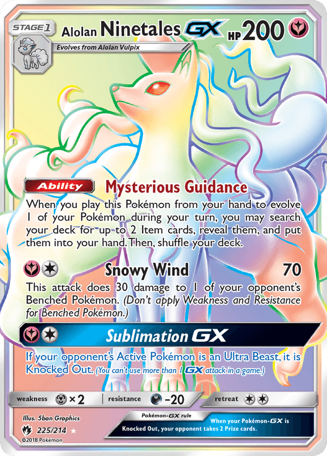 Carta Alolan Ninetales-GX 225/214 do set Lost Thunder — Pokémon TCG | Bynx