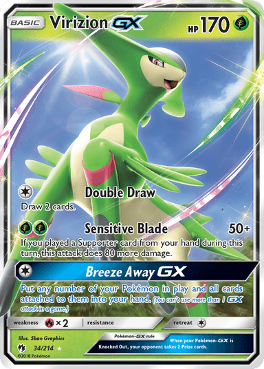 Carta Virizion-GX 34/214 do set Lost Thunder — Pokémon TCG | Bynx