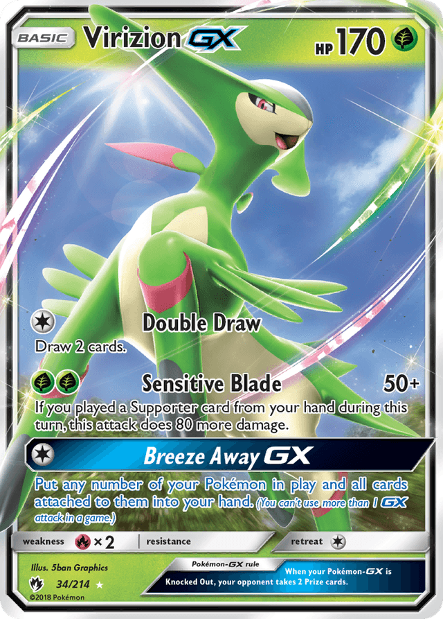 Carta Virizion-GX 34/214 do set Lost Thunder — Pokémon TCG | Bynx