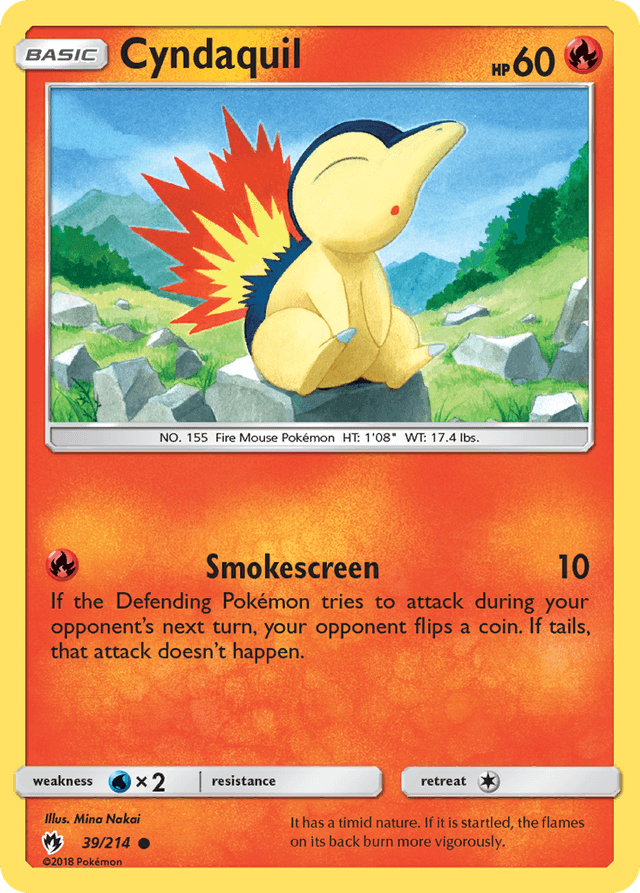 Carta Cyndaquil 39/214 do set Lost Thunder — Pokémon TCG | Bynx