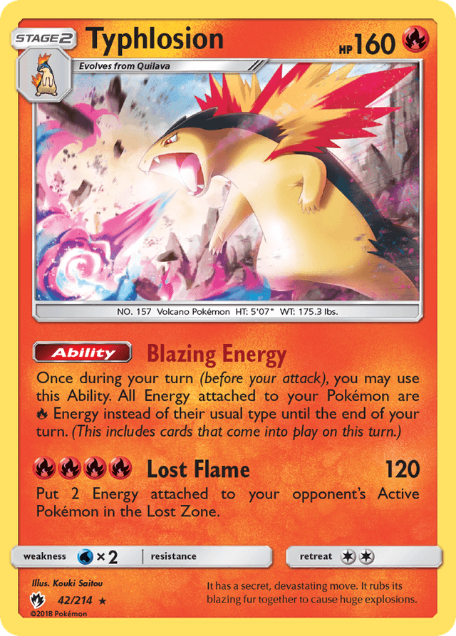 Carta Typhlosion 42/214 do set Lost Thunder — Pokémon TCG | Bynx