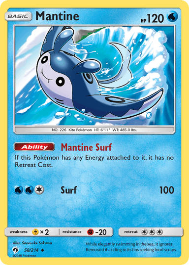 Carta Mantine 58/214 do set Lost Thunder — Pokémon TCG | Bynx