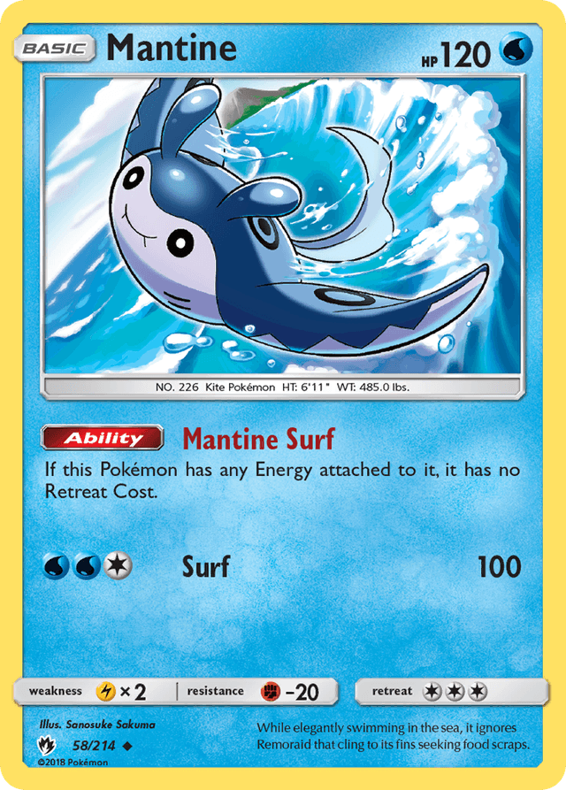 Carta Mantine 58/214 do set Lost Thunder — Pokémon TCG | Bynx
