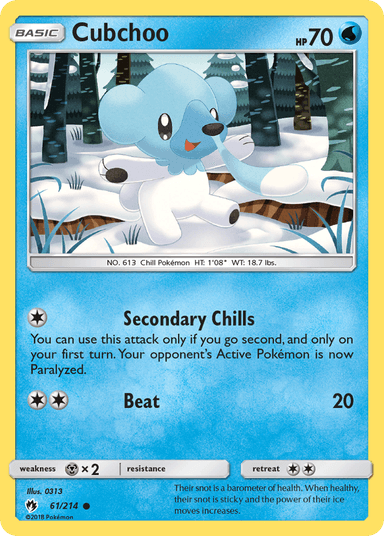 Carta Cubchoo 61/214 do set Lost Thunder — Pokémon TCG | Bynx