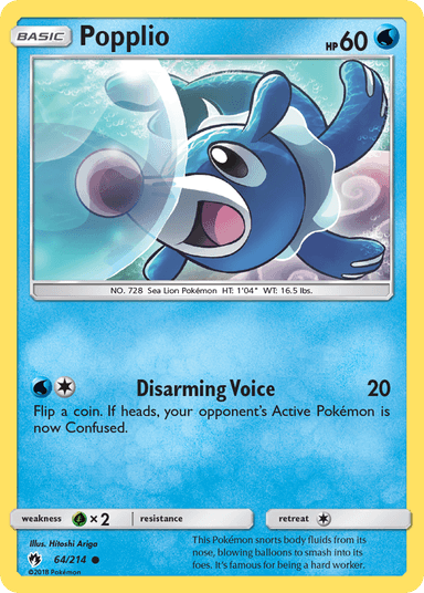 Carta Popplio 64/214 do set Lost Thunder — Pokémon TCG | Bynx