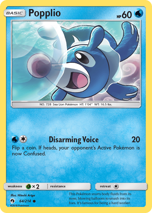 Carta Popplio 64/214 do set Lost Thunder — Pokémon TCG | Bynx