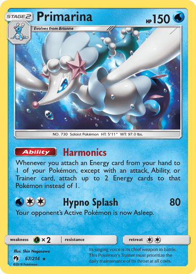 Carta Primarina 67/214 do set Lost Thunder — Pokémon TCG | Bynx