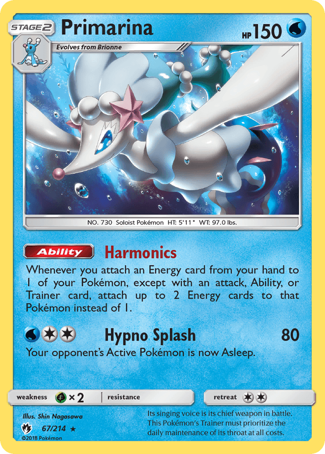 Carta Primarina 67/214 do set Lost Thunder — Pokémon TCG | Bynx