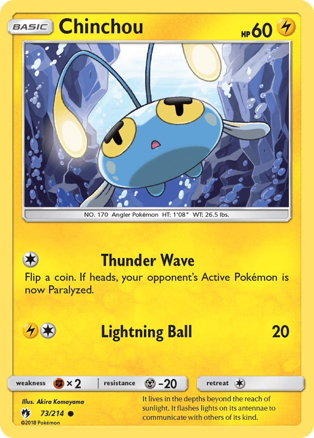 Carta Chinchou 73/214 do set Lost Thunder — Pokémon TCG | Bynx