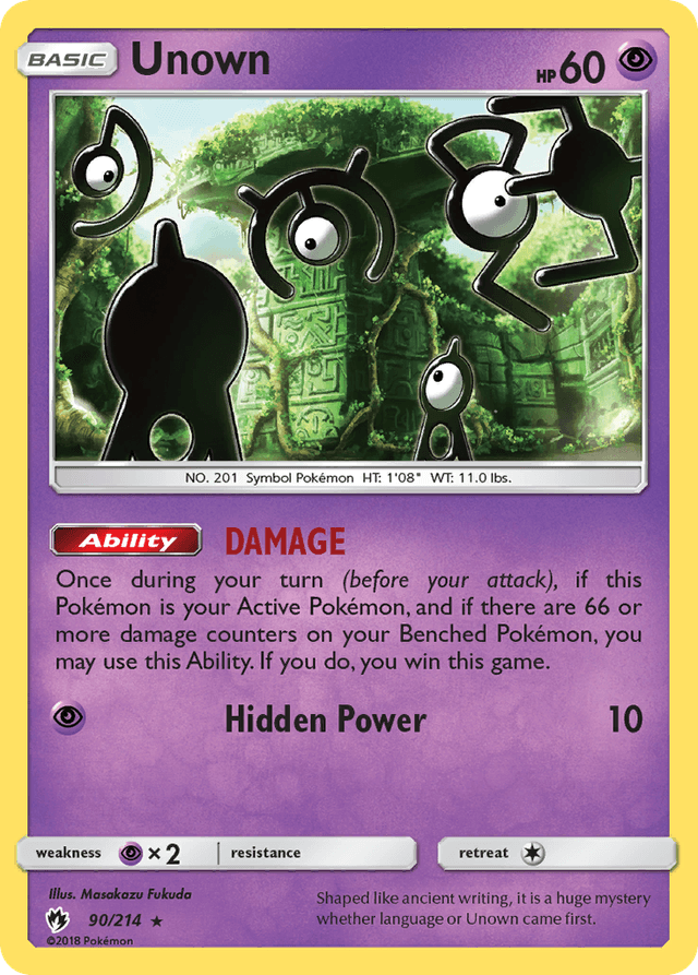 Carta Unown 90/214 do set Lost Thunder — Pokémon TCG | Bynx