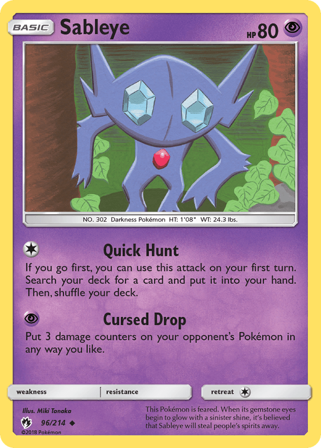 Carta Sableye 96/214 do set Lost Thunder — Pokémon TCG | Bynx