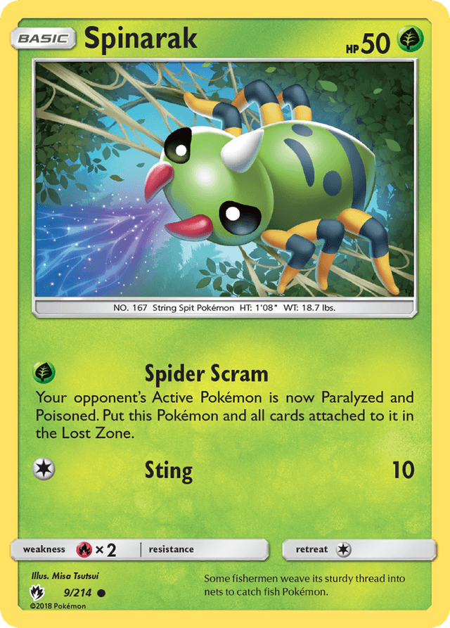 Carta Spinarak 9/214 do set Lost Thunder — Pokémon TCG | Bynx