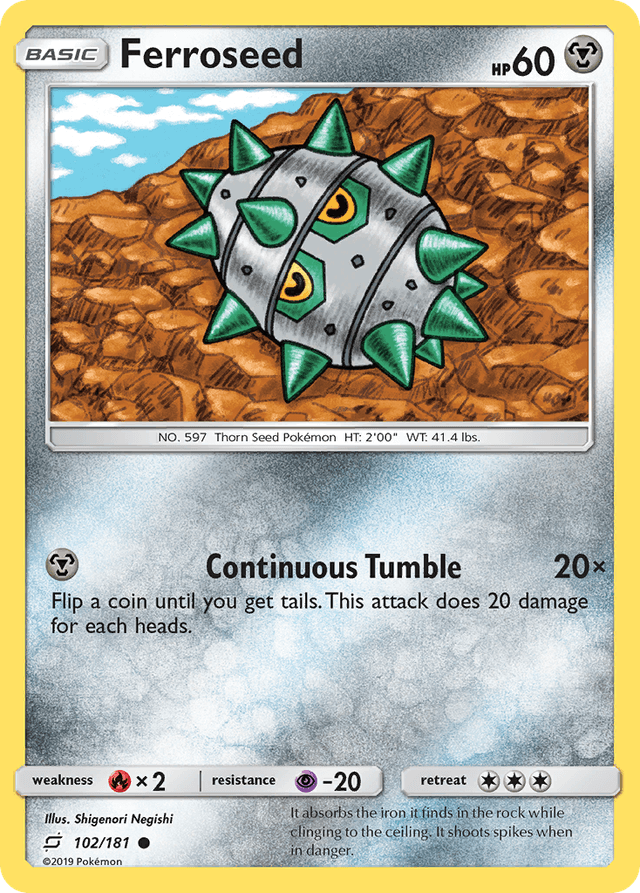 Carta Ferroseed 102/181 do set Team Up — Pokémon TCG | Bynx