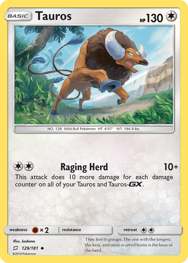 Carta Tauros 129/181 do set Team Up — Pokémon TCG | Bynx