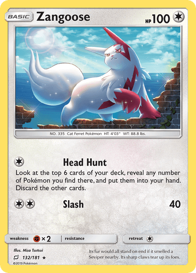 Carta Zangoose 132/181 do set Team Up — Pokémon TCG | Bynx