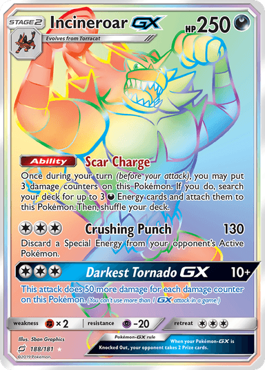 Carta Incineroar-GX 188/181 do set Team Up — Pokémon TCG | Bynx