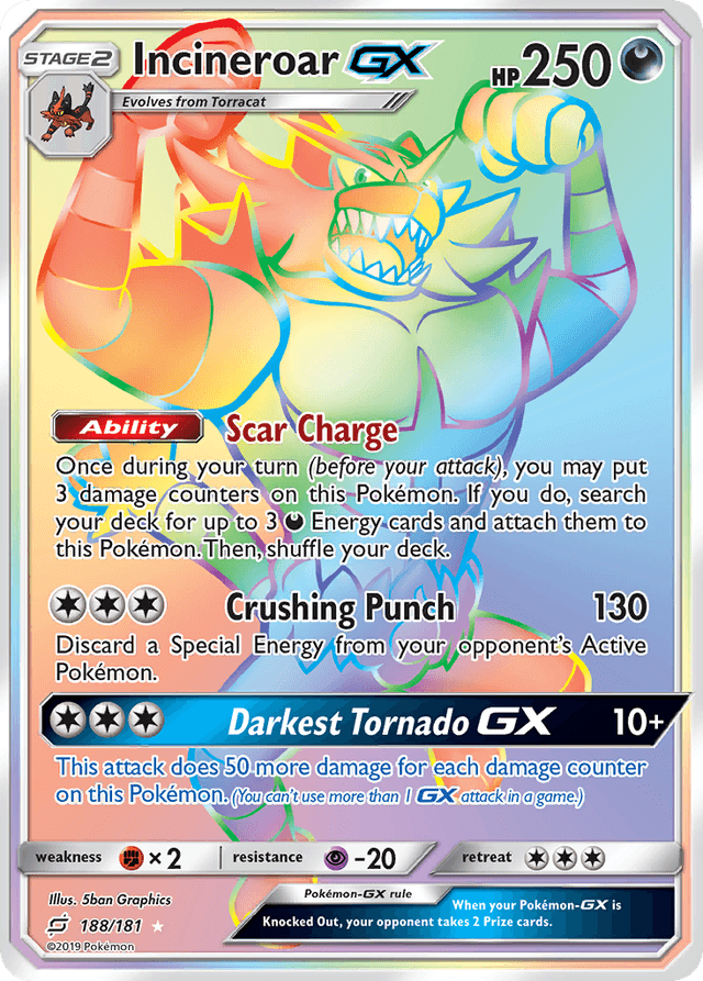 Carta Incineroar-GX 188/181 do set Team Up — Pokémon TCG | Bynx